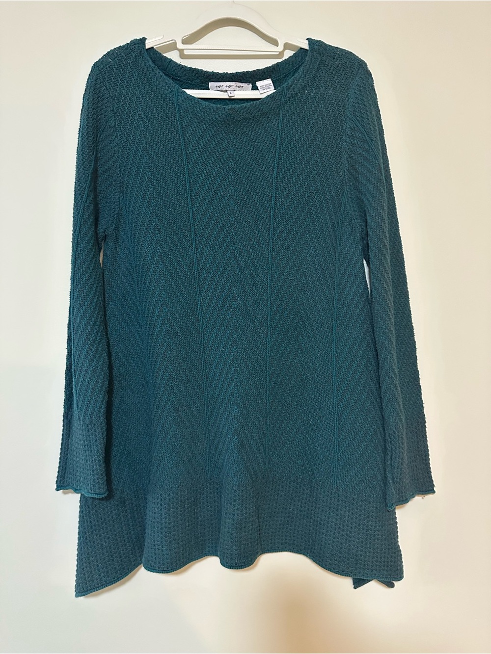 Boho Gorpcore eight eight eight Knit Sweater Large Teal A-Line Seam Detail